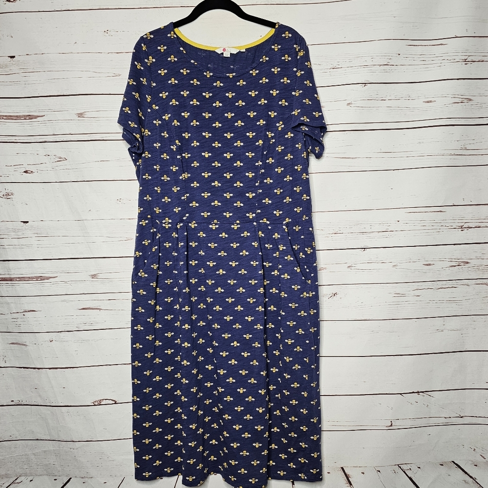 Boden Blue and Yellow Midi Dress